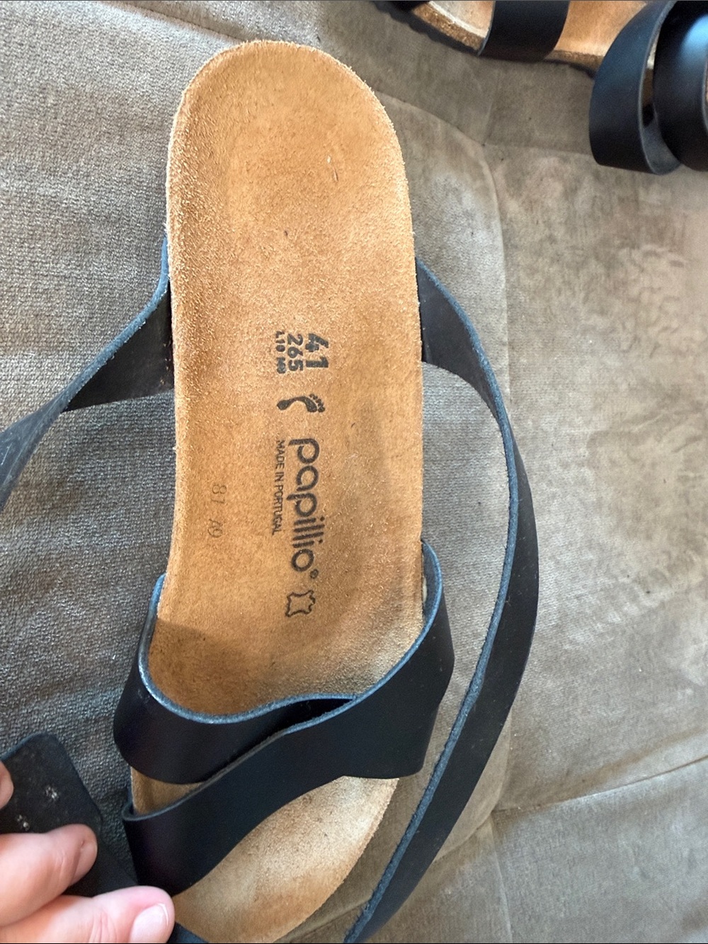 Birkenstock Black Leather Strappy Cork Wedge Sandals - Picture 4 of 9